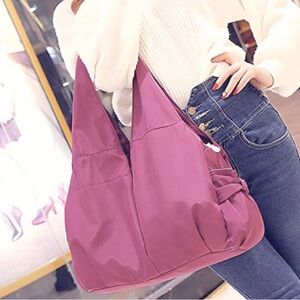 Burgundy nylon shoulder bag from Chibao, LOTS OF ZIPPERED POCKETS